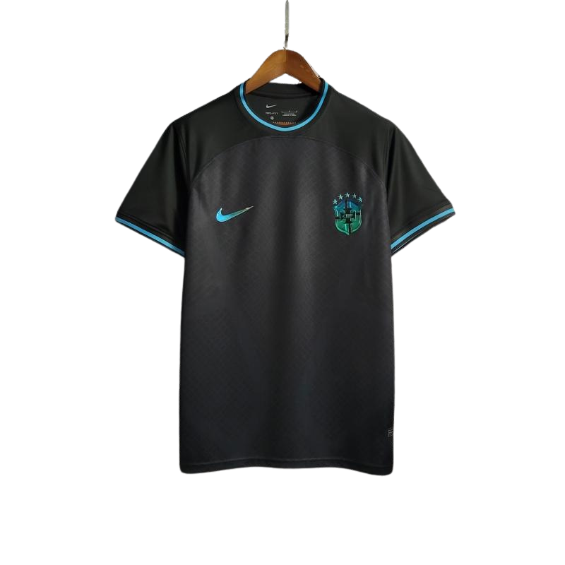 Brazil Hoodie Jacket Black Jersey Soccer Football Shirt 2022