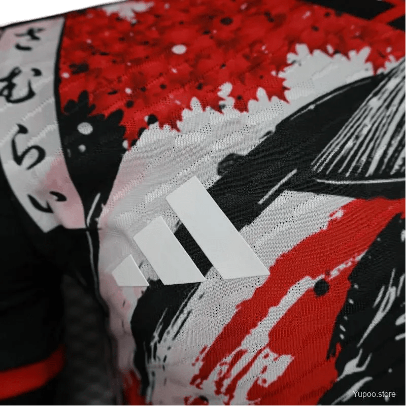 Japan Samurai Soccer Jersey 2024, featuring intricate samurai-inspired details in a sleek black design at GoatKits Store