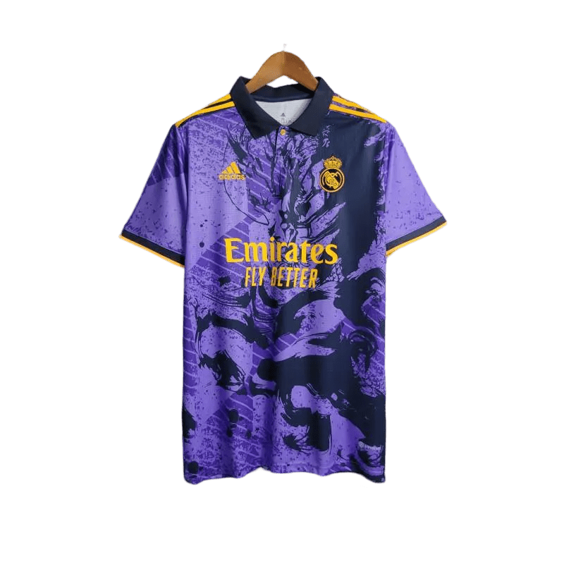 2024 Real Madrid Purple Dragon Jersey - Special Edition Kit featuring an iconic dragon design, available at GoatKits Store. A must-have Real Madrid Purple Dragon Kit for collectors.