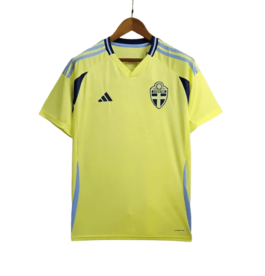 2024 Sweden Soccer Jersey Home - Fan Version, official Zlatan Ibrahimovic Sweden jersey, available at Goatkits Store.