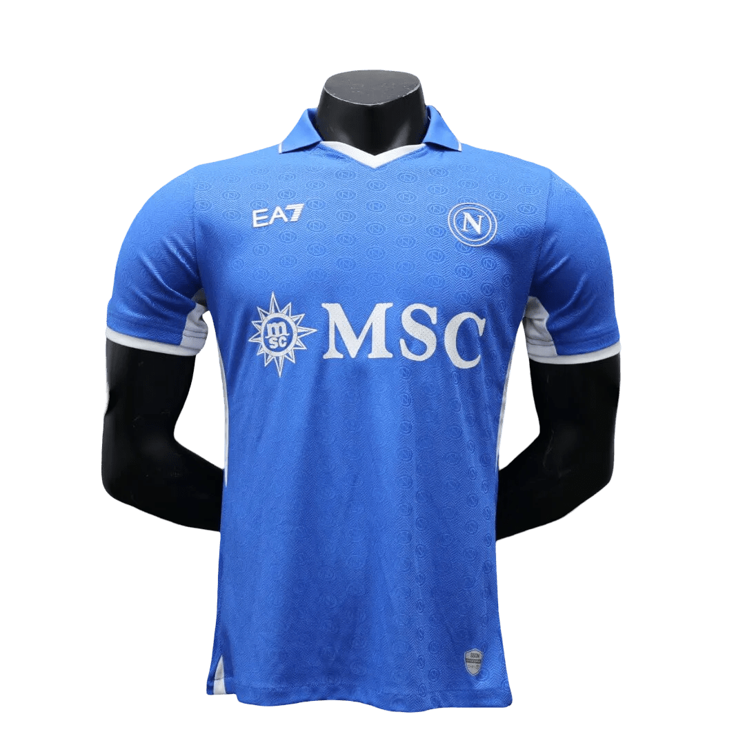 Napoli home jersey 2024/25 blue player version EA7 MSC professional grade athletic fit match performance