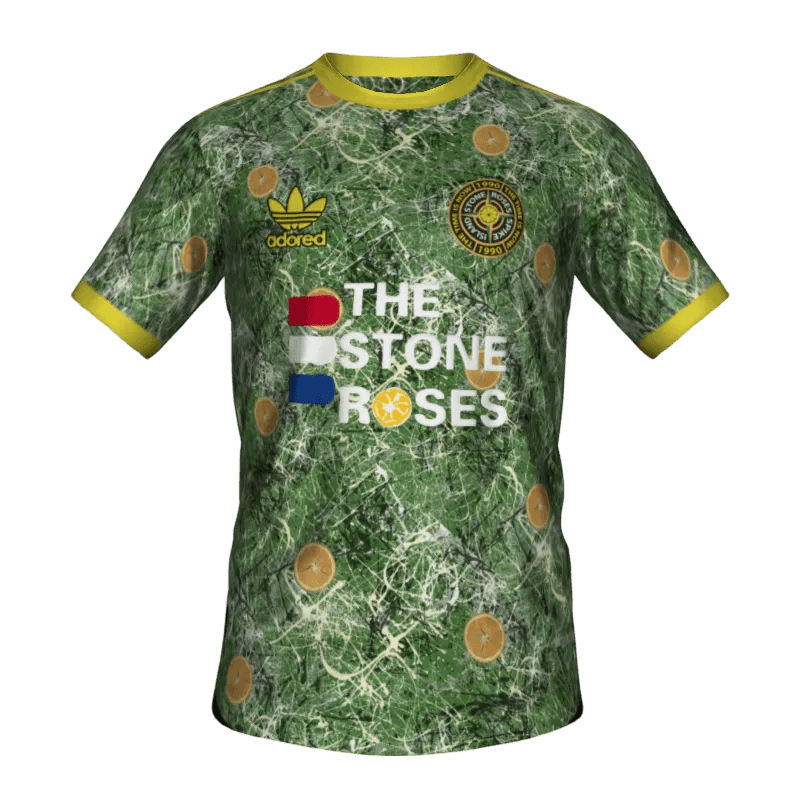 2024/2025 The Stone Roses Adored Concept Limited Edition Jersey, a special edition jersey merging music and football culture, available at Goatkits Store.