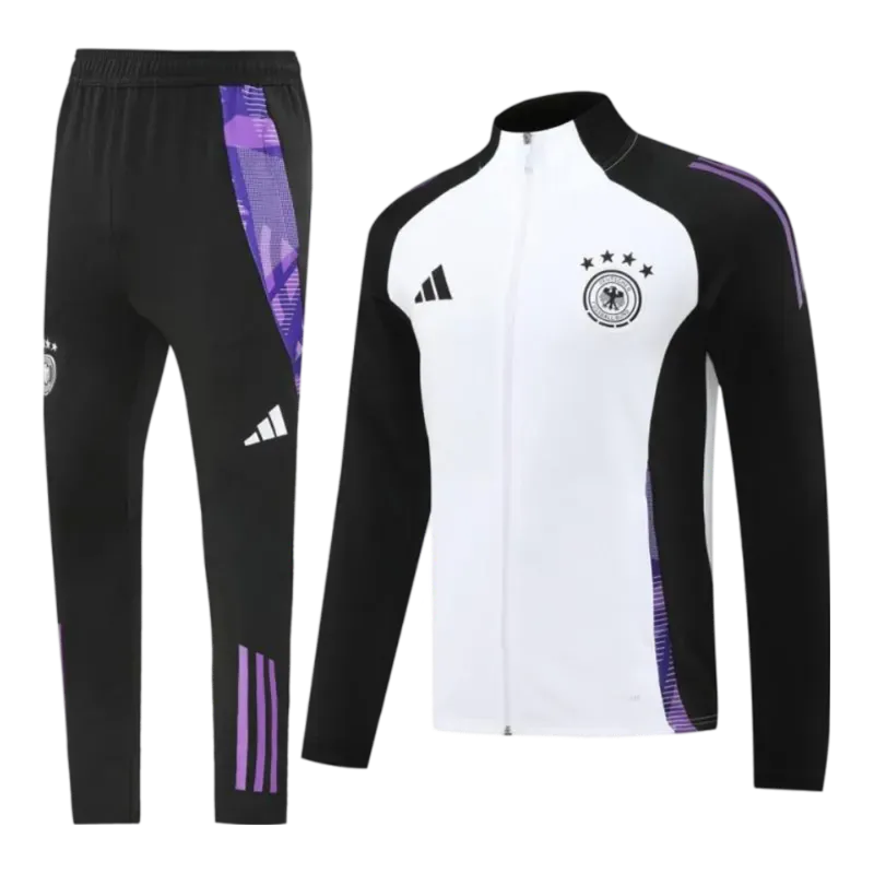 2024 Germany White Black Full Zipper Jacket + Long Pants