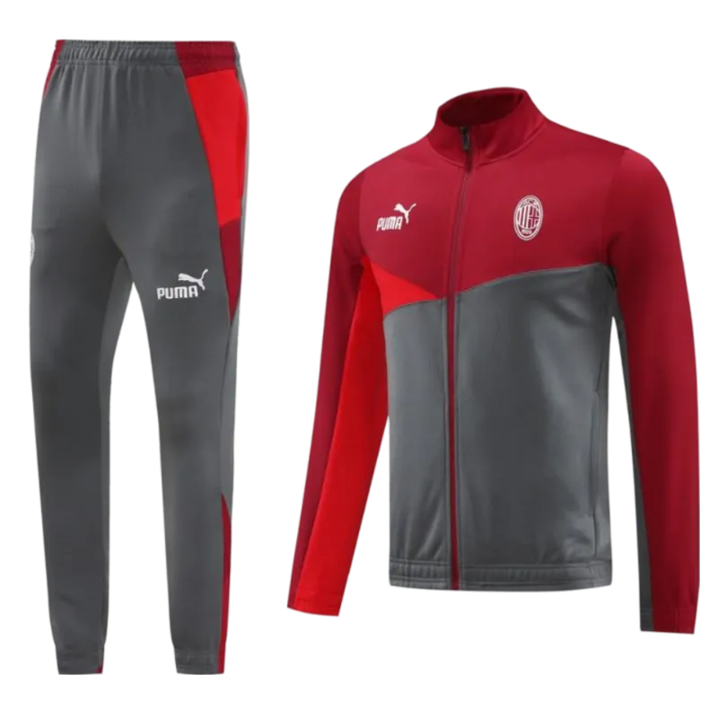 2425 AC Milan RedGrey Full Zipper Jacket +Long Pants