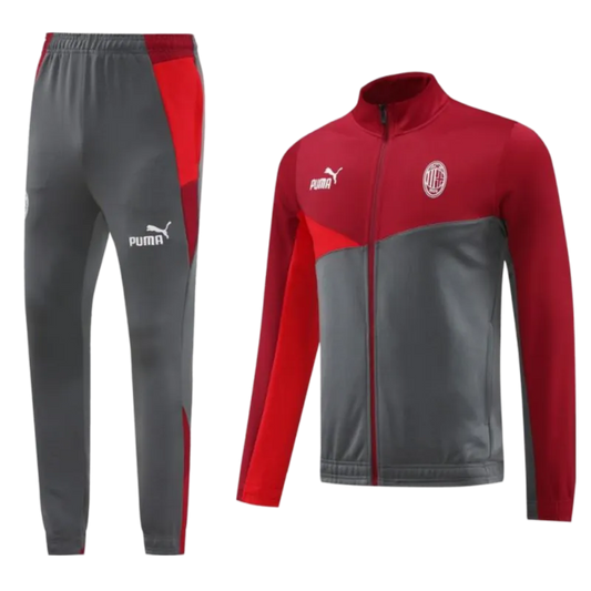 2425 AC Milan RedGrey Full Zipper Jacket +Long Pants