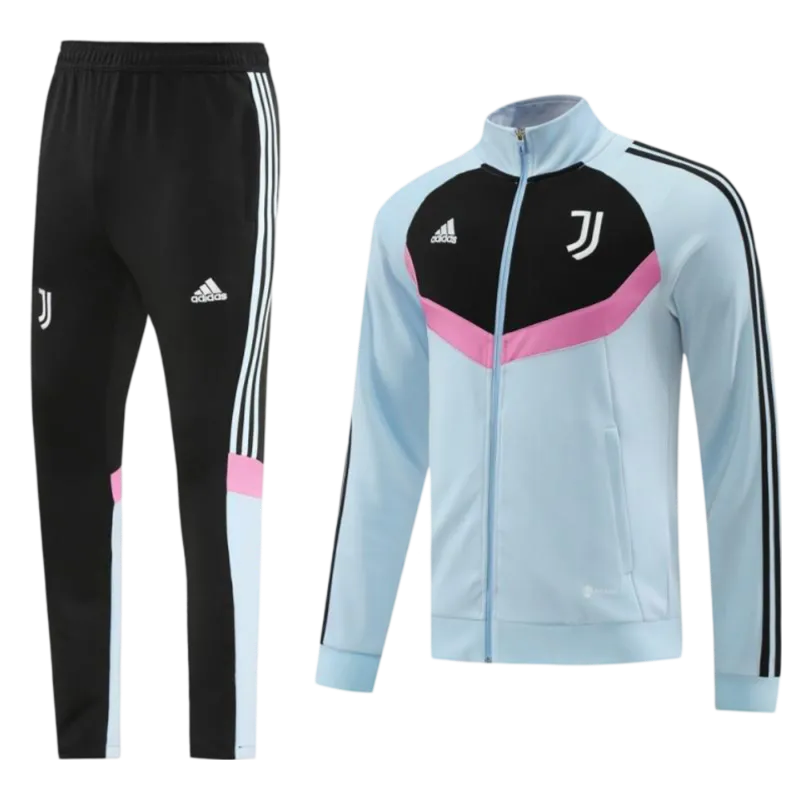 2024/2025 Juventus Light Blue & Black Full Zipper Jacket + Long Pants | GoatGears Store