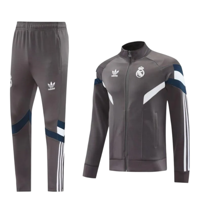 2024/2025 Real Madrid Grey Full Zipper Jacket + Long Pants | GoatGears Store