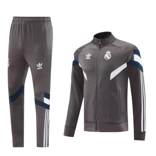 2024/2025 Real Madrid Grey Full Zipper Jacket + Long Pants | GoatGears Store