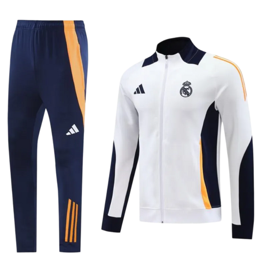 2024/2025 Real Madrid White Full Zipper Jacket + Long Pants | GoatGears Store