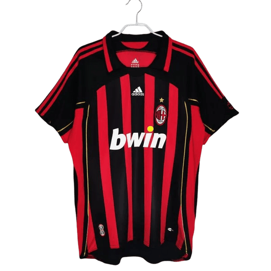 2007 AC Milan retro shirt Champions League winning kit red black stripes bwin sponsor vintage football jersey