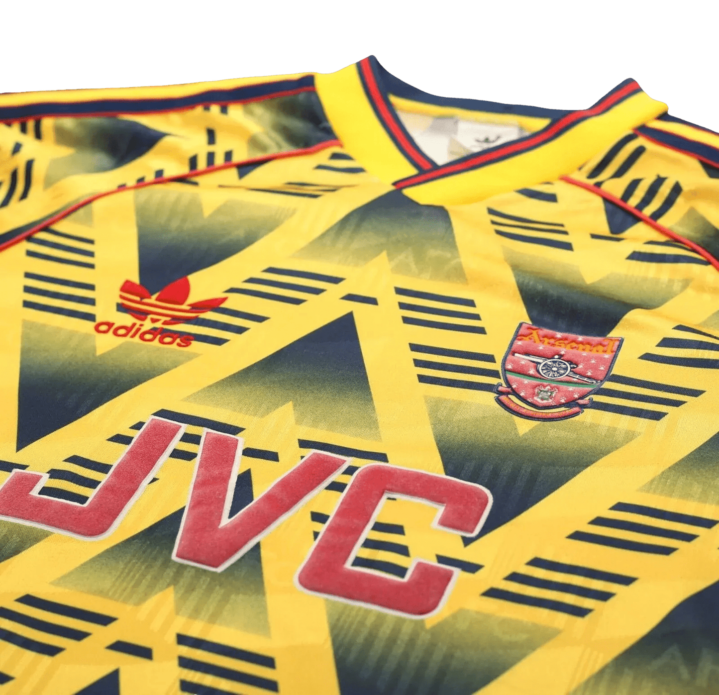 Arsenal vintage jersey fabric texture 1991-93 authentic yellow black zigzag Bruised Banana pattern material quality