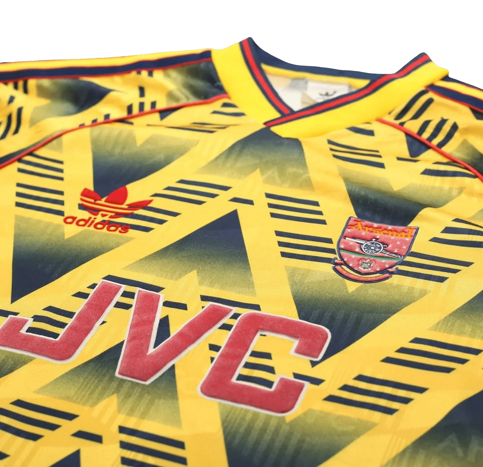 Arsenal vintage jersey fabric texture 1991-93 authentic yellow black zigzag Bruised Banana pattern material quality