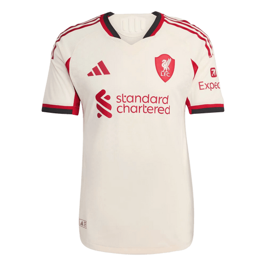Liverpool Away Kit 2025/26 fan version Wonder White hanging display Goatkits Store