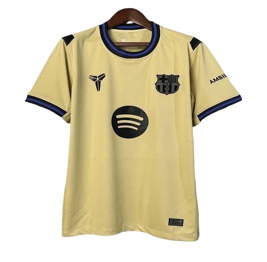 Fan wearing Barcelona Jersey 2025/26 away Mamba Kobe collaboration Goatkits Store