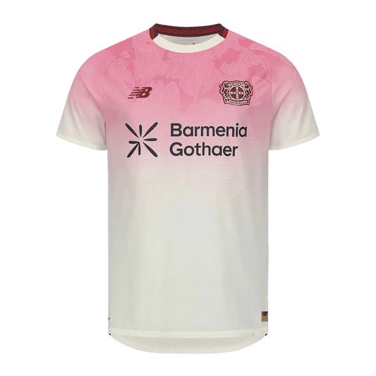 Fan wearing Bayer Leverkusen Jersey Away 2025/26 fan version pink gradient Goatkits Store