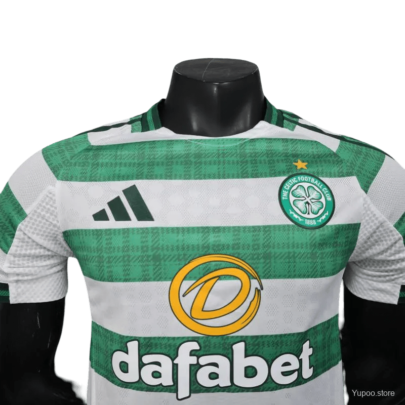 Close up latest Celtic soccer jersey 2025/26 player tartan authentic Goatkits Store  