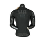 Corinthians fc jersey close-up showing all black design with Esportes da Sorte sponsor and premium corinthians jersey 24/25 stadium fabric technology