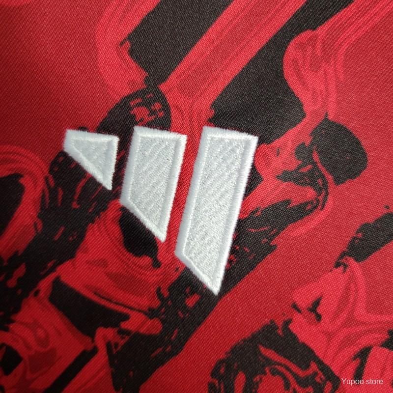 Manchester United Red Black Training Kit adidas logo