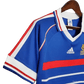 Zidane France jersey 1998 back view showing vintage jersey construction retro football shirt World Cup design