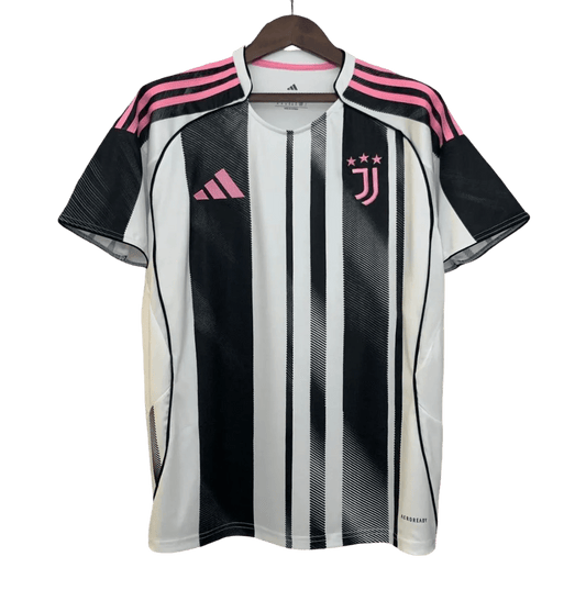 Fan wearing Juventus Jersey Home Pink Stripes 2025/26 fan version heritage Goatkits Store