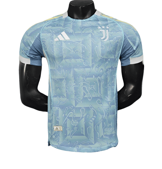  Player wearing Juventus Jersey 2025/26 away blue player version Italian summer Goatkits Store