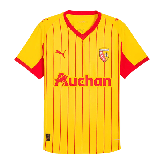 Man wearing RC Lens Jersey 2025/2026 Home Fan Version at stadium Goatkits Store