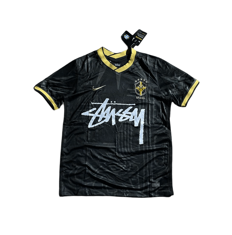 Stussy football jersey - Brazil Black Limited Edition Jersey Fan Version - Goatkits Store
