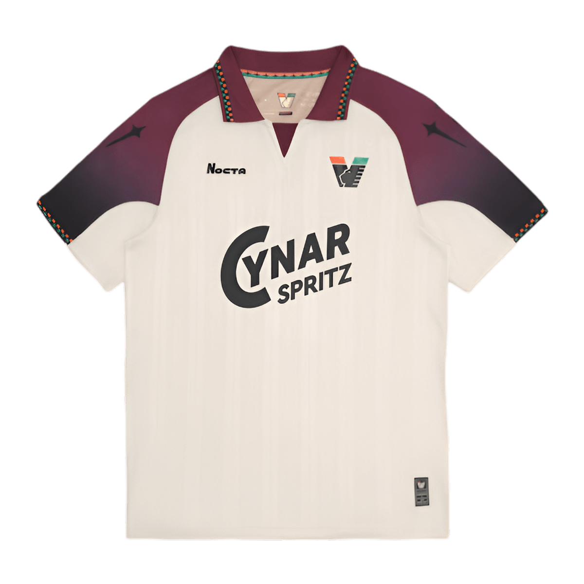 Venezia jersey 2025 2026 away fan version NOCTA collaboration cream burgundy gradient sleeves jacquard weave